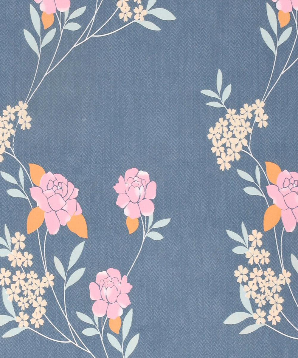 Blue Floral Queen Fitted Bedsheet With 2 Pillow Covers