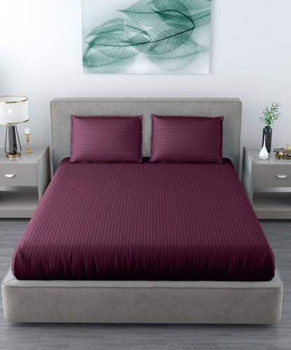 Wine Satin Stripe Quilt / Blanket / Razai / Duvet Covers