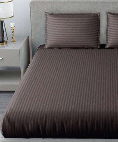 Brown Super King Fitted Bedsheet With 2 Pillow Covers