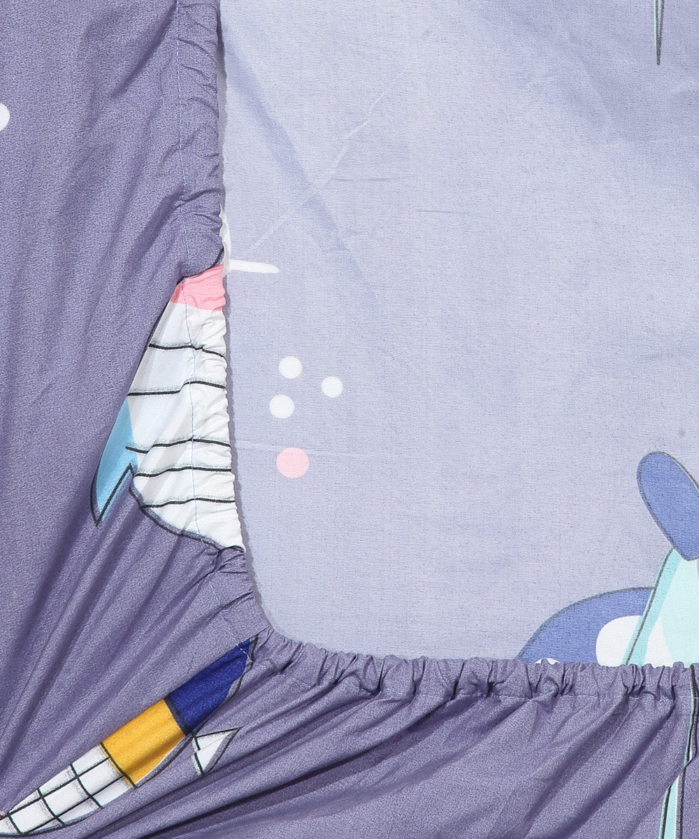 Dolphin Kids Super King Fitted Bedsheet With 2 Pillow Covers