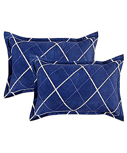 Blue Checks King Fitted Bedsheet With 2 Pillow Covers