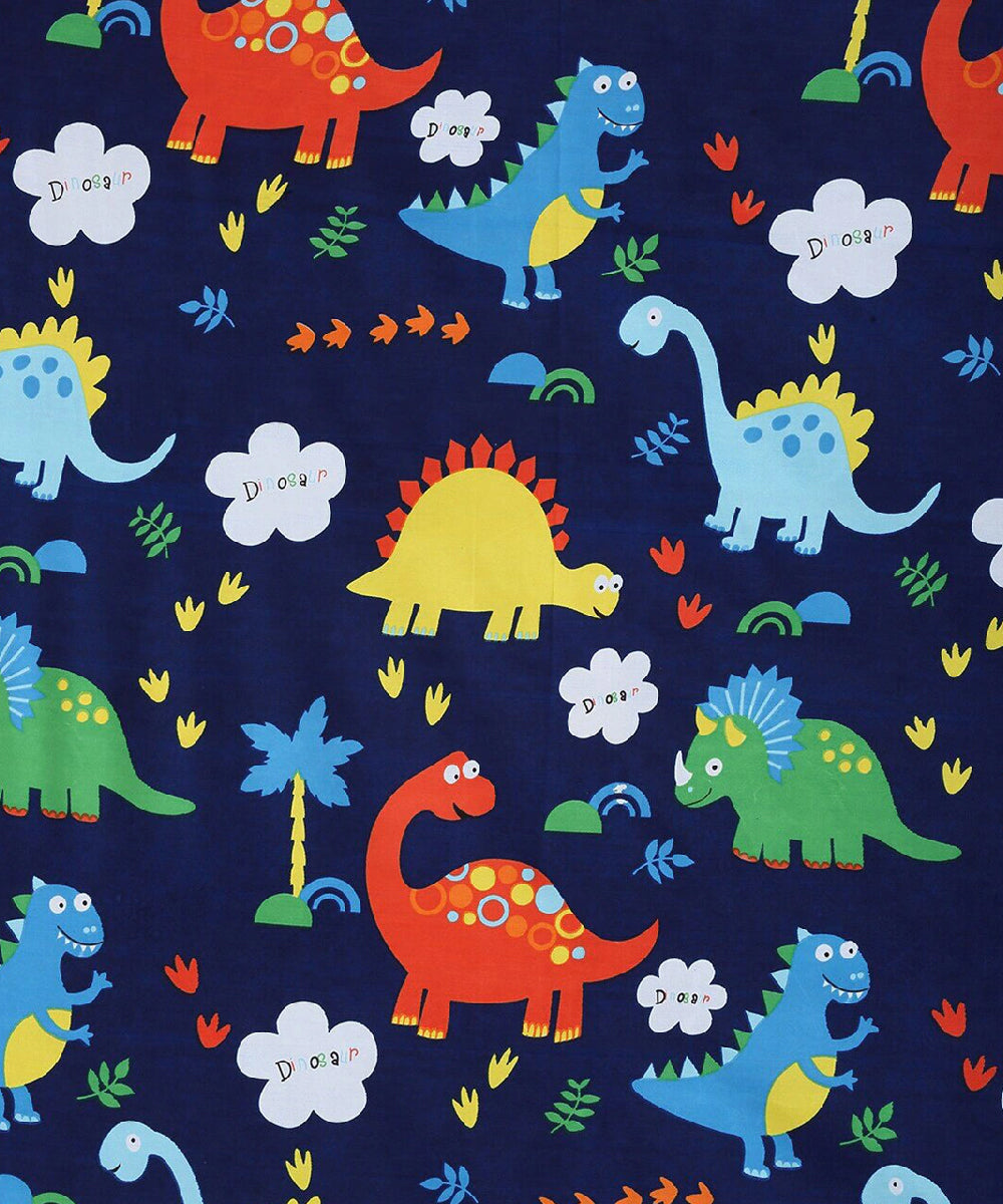 Blue Dinasaur Kids Single Fitted Bedsheet With 1 Pillow Cover