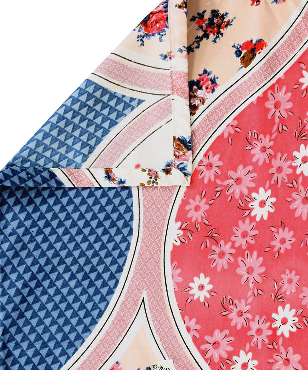 Multi Color Floral Queen Fitted Bedsheet With 2 Pillow Covers