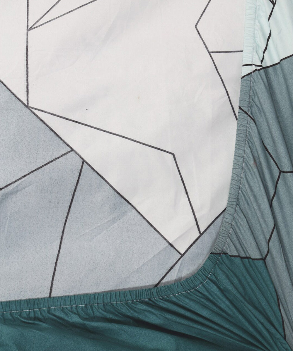 Multi Color Geometric Single Fitted Bedsheet With 1 Pillow Cover
