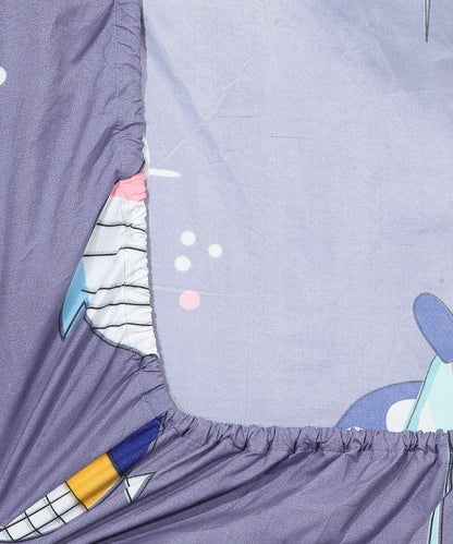 Dolphin Kids King Fitted Bedsheet With 2 Pillow Covers