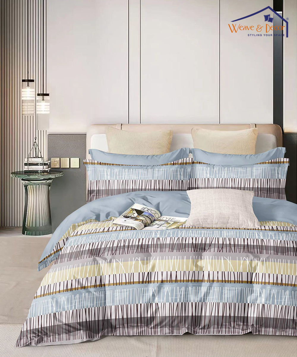 Doodle Abstract Super King Fitted Bedsheet With 2 Pillow Covers
