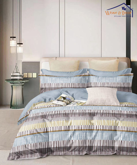 Doodle Abstract Super King Fitted Bedsheet With 2 Pillow Covers