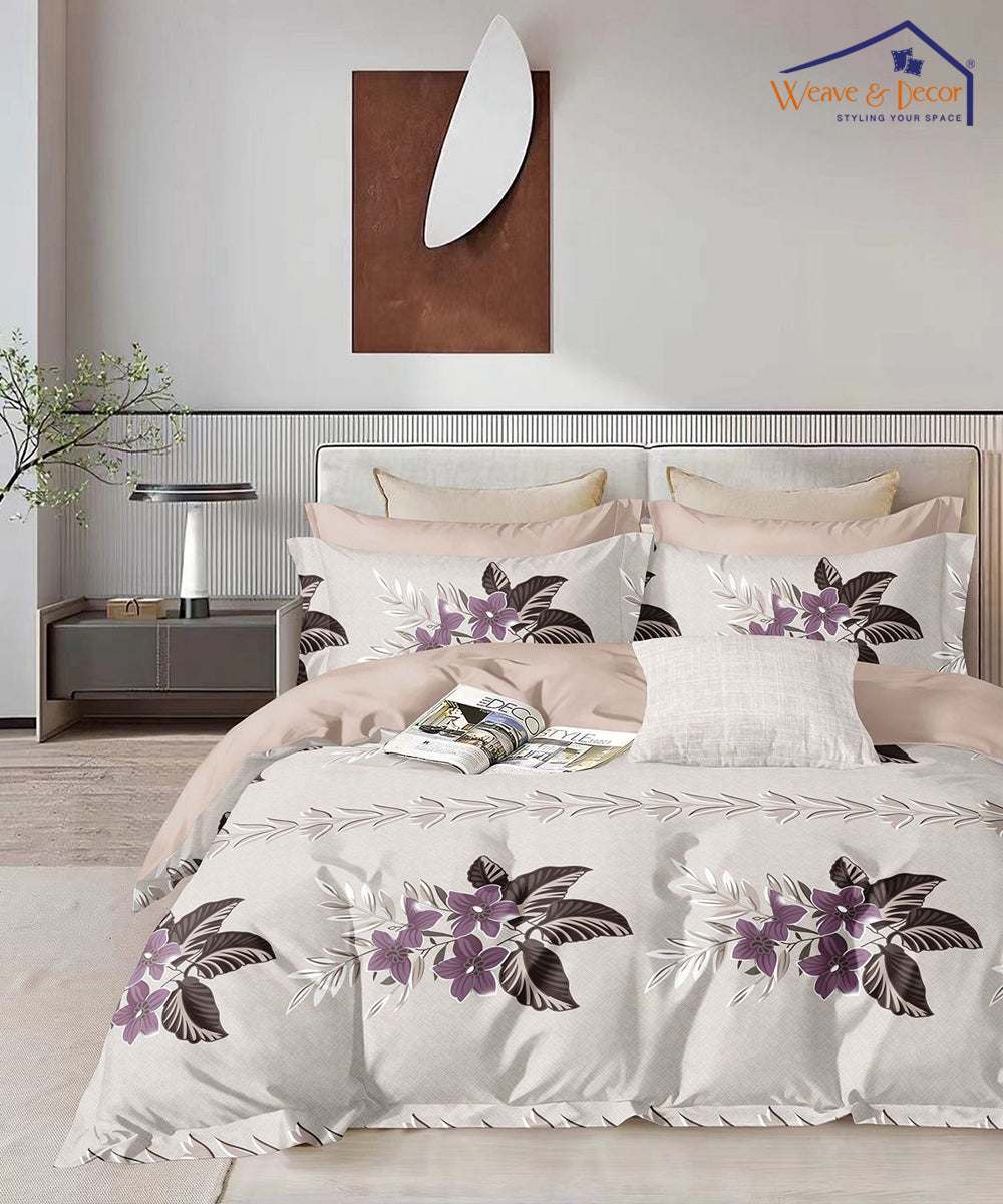 Pretty Floral Single Fitted Bedsheet With 1 Pillow Cover