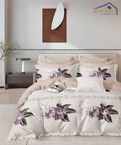 Pretty Floral Single Fitted Bedsheet With 1 Pillow Cover