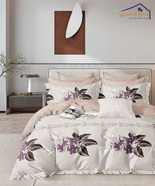 Pretty Floral Single Fitted Bedsheet With 1 Pillow Cover