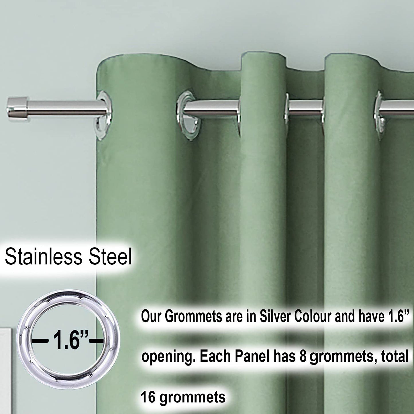 Blackout Curtain (Width  - 4.5 Feet - Green ) Pack of 2 Piece