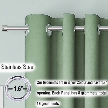 Blackout Curtain (Width  - 4.5 Feet - Green ) Pack of 2 Piece