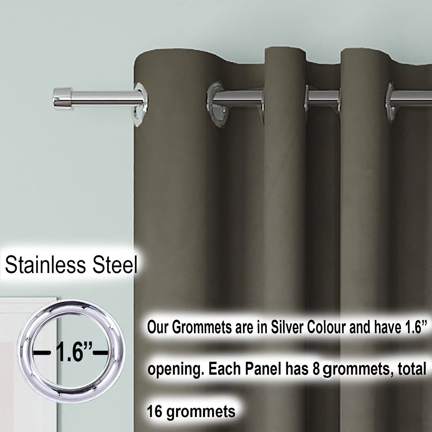 Blackout Curtain (Width  - 4 Feet - Light Grey) Pack of 2 Piece