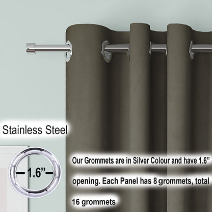 Blackout Curtain (Width  - 4 Feet - Light Grey) Pack of 2 Piece