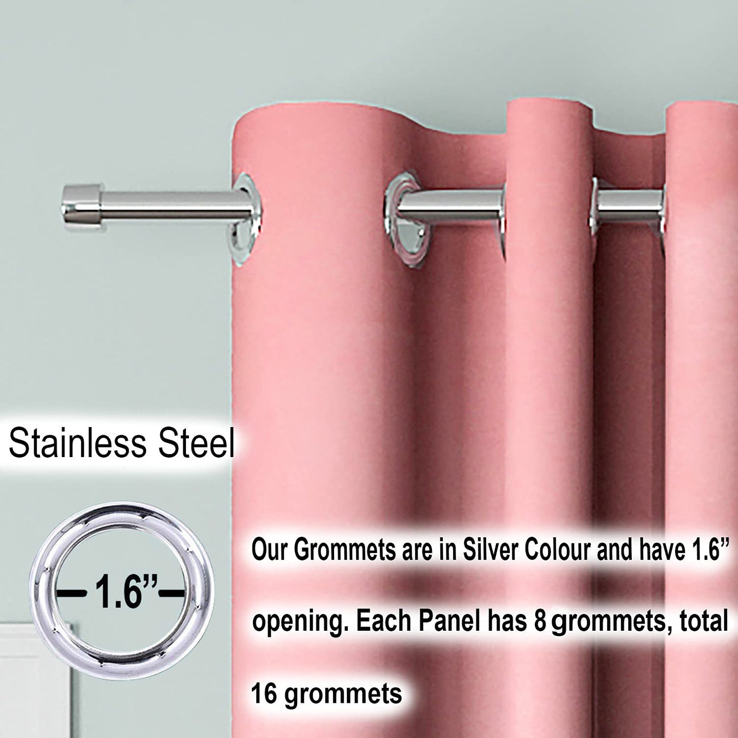 Blackout Curtain (Width- 4 Feet- Pink ) Pack of 2 Piece