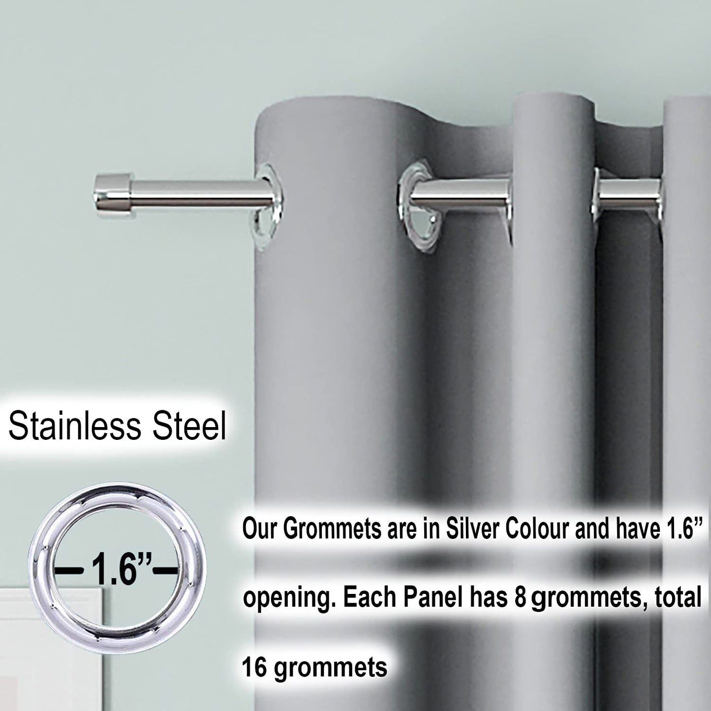 Blackout Curtain (Width- 4 Feet - Grey) Pack of 2 Piece