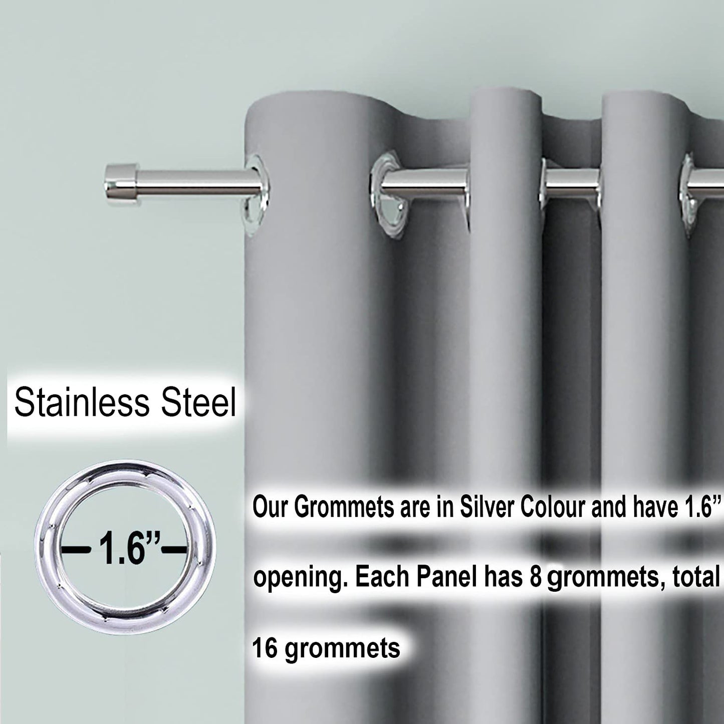 Blackout Curtain (Width- 4.5 Feet- Metallic Grey) Pack of 2 Piece