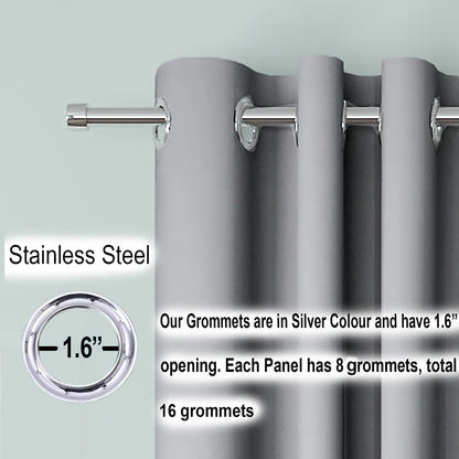 Blackout Curtain (Width- 4.5 Feet- Metallic Grey) Pack of 2 Piece
