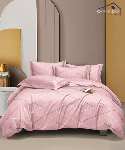 Pink Lines  Super King Fitted Bedsheet With 2 Pillow Covers