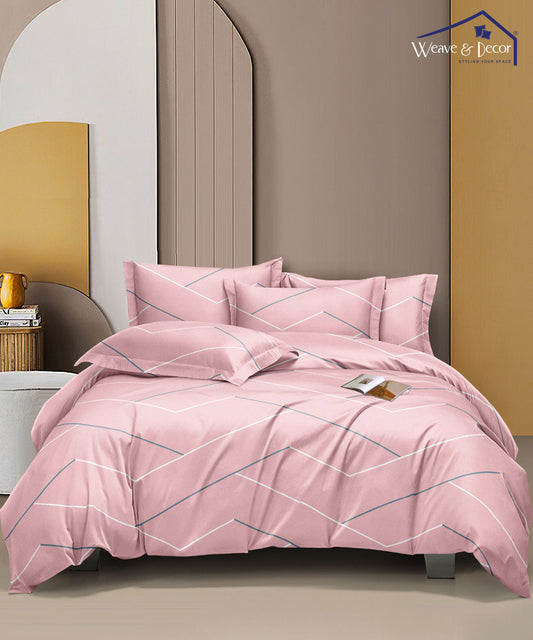 Pink Lines  Super King Fitted Bedsheet With 2 Pillow Covers