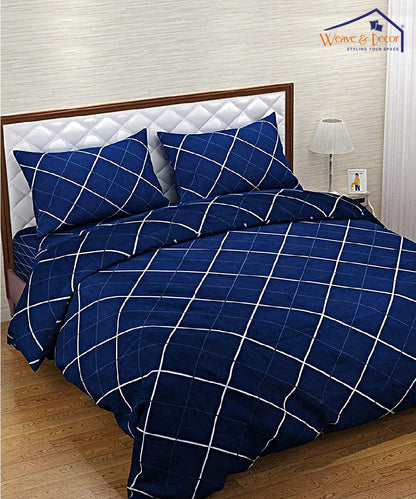 Blue Checks Comforter Set with Bedsheet