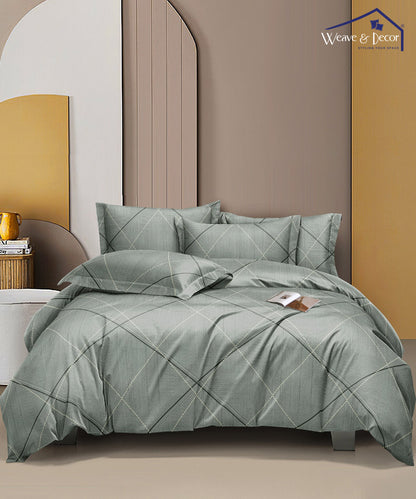 Lines Queen Fitted Bedsheet With 2 Pillow Covers