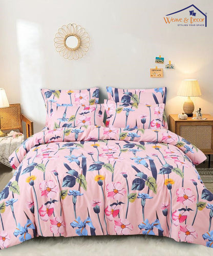 Pink Blossom  Single Fitted Bedsheet With 1 Pillow Cover