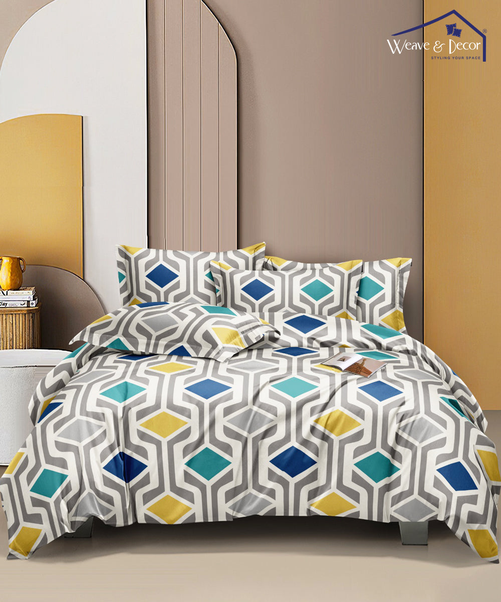 Multicolor Pattern  Comforter Set With Bedsheet