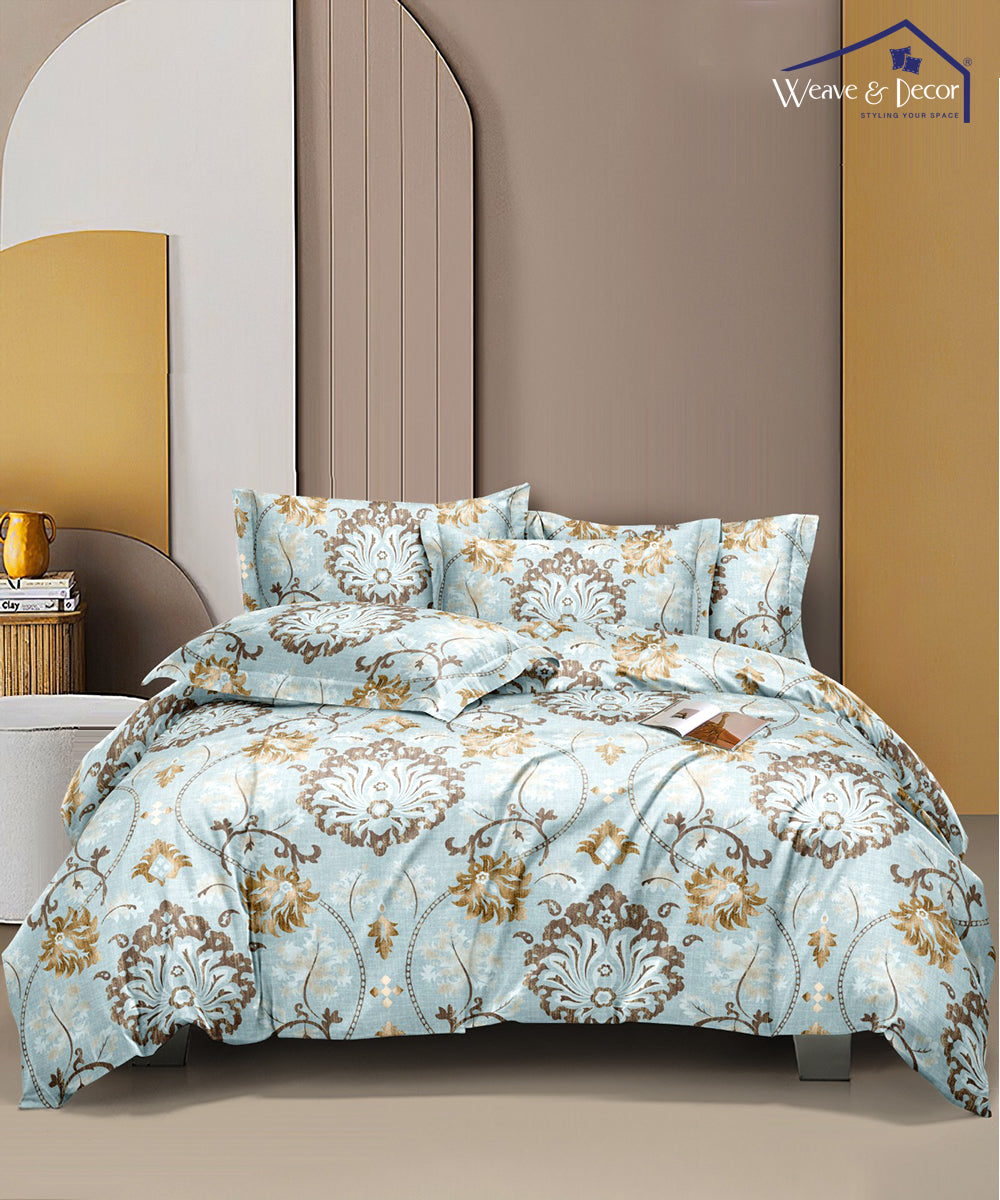 Brown Printed  Single Bedsheet With 1 Pillow Cover