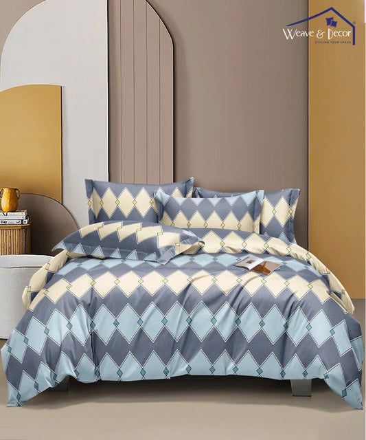 Brown Printed  King Size Bedsheet With 2 Pillow Cover