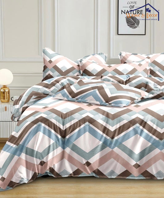 Brown Printed  Single Bedsheet With 1 Pillow Cover