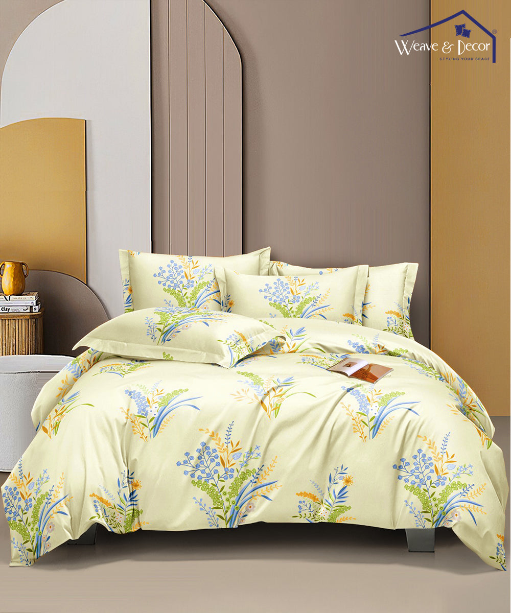 Brown Printed  King Size Bedsheet With 2 Pillow Cover