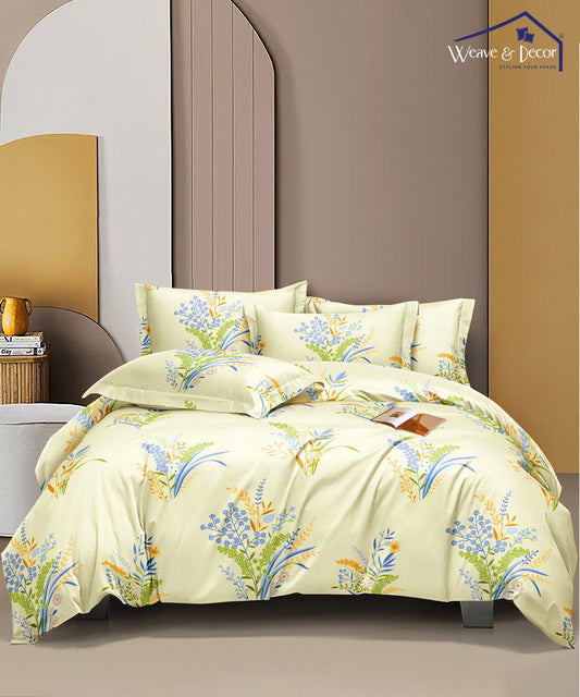 Brown Printed Super King Fitted Bedsheet With 2 Pillow Covers
