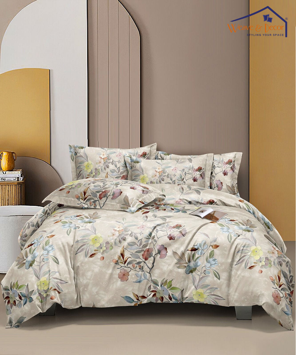 Blossom Beige Delight Single Bedsheet With 1 Pillow Cover