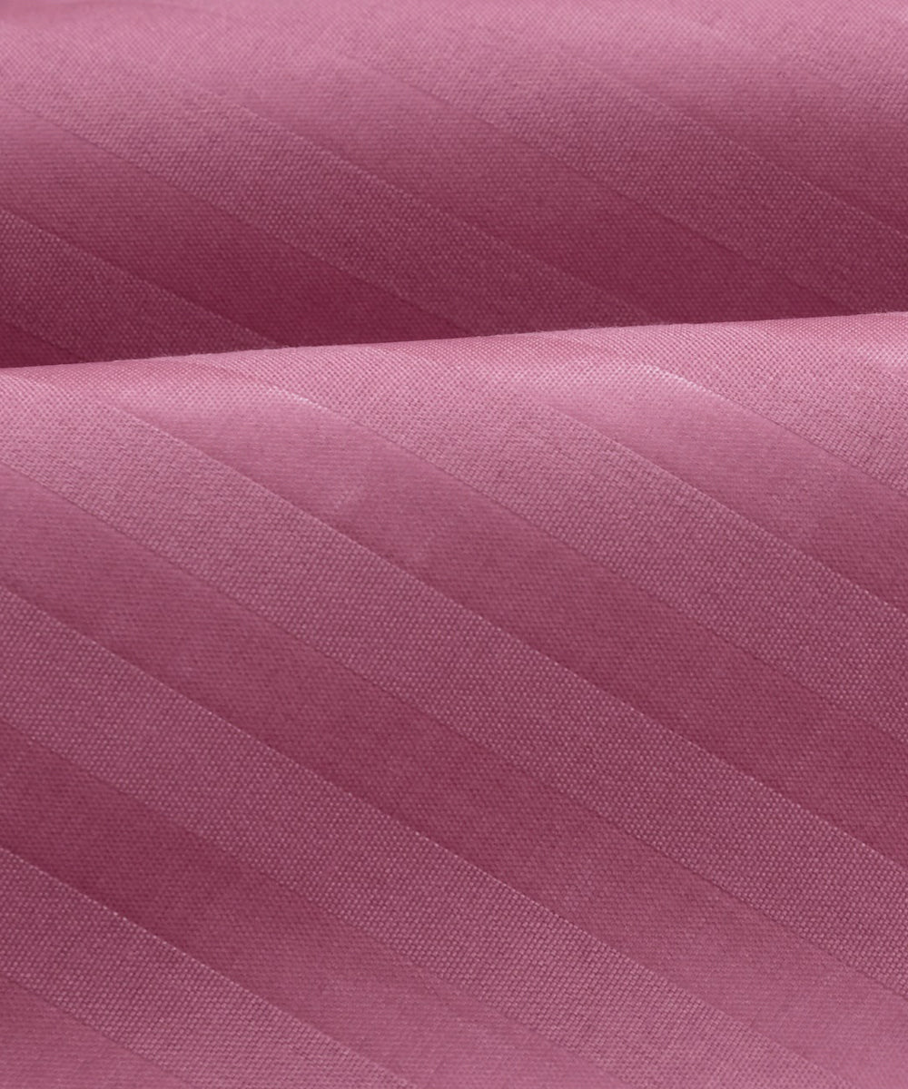 Pink Satin Stripe Double Bedsheet With 2 Pillow Covers