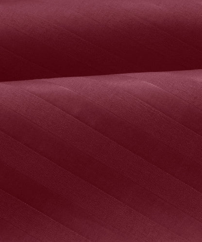 Maroon Satin Stripe King Size Bedsheet With 2 Pillow Covers