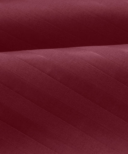 Maroon Satin Stripe Bedsheet with Pillow Cover
