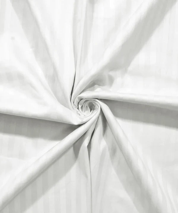 White Satin Stripe Bedsheet with Pillow Cover