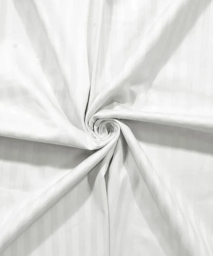 White Satin Stripe Bedsheet with Pillow Cover