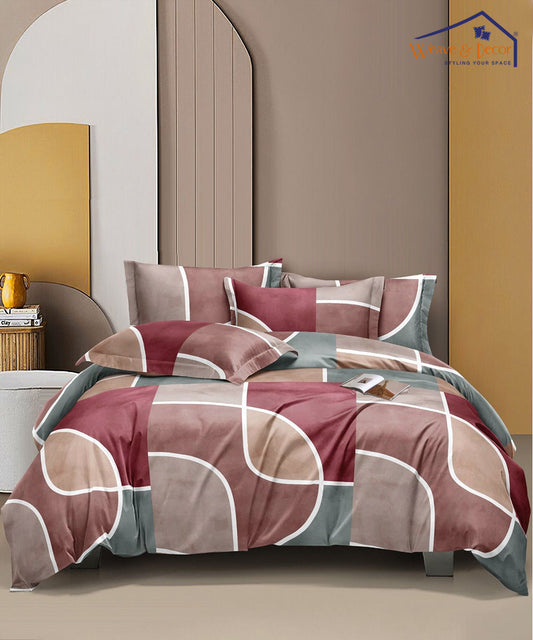 Vintage Grid Single Fitted Bedsheet With 1 Pillow Cover
