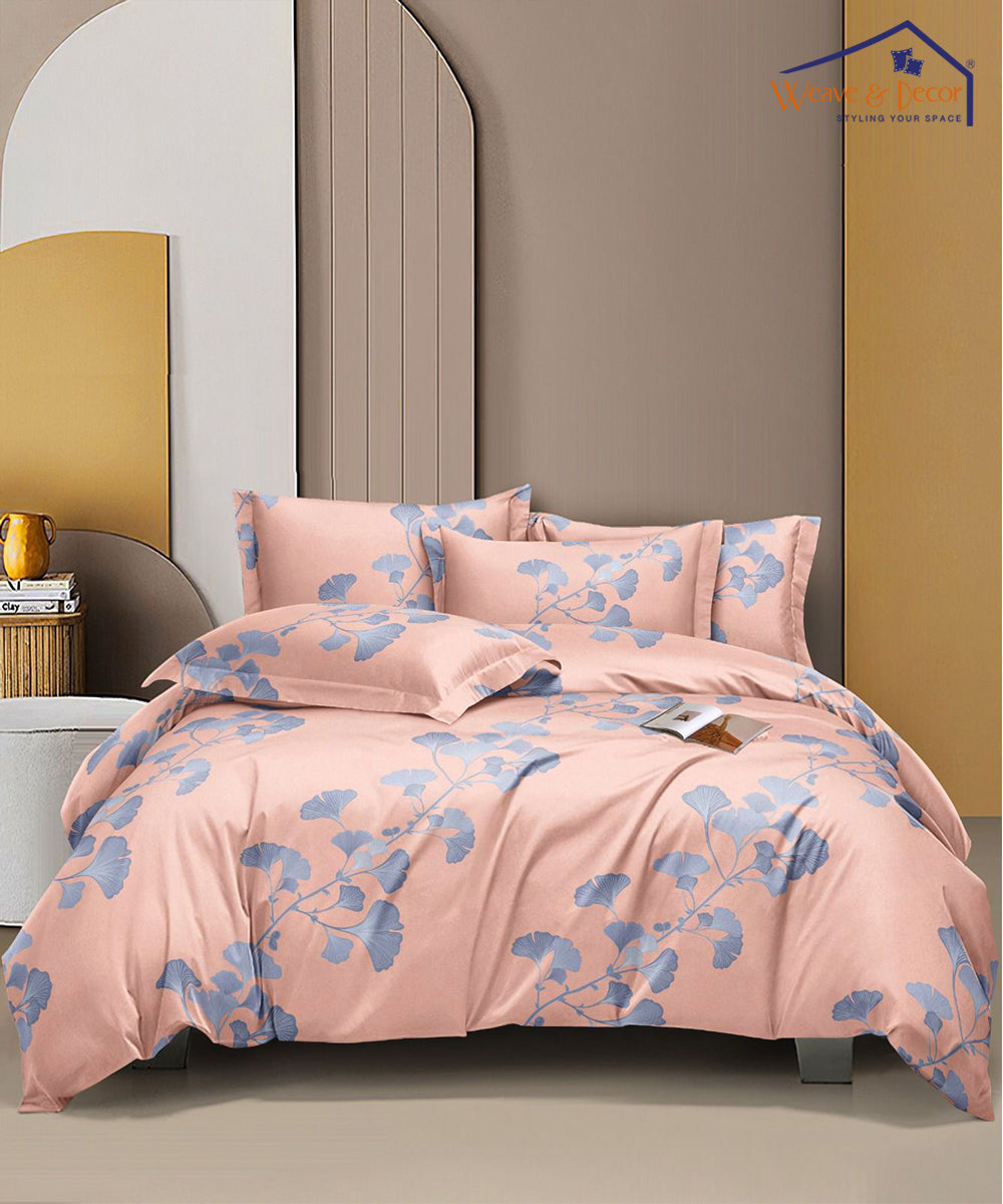 Brown Printed Single Fitted Bedsheet With 1 Pillow Cover