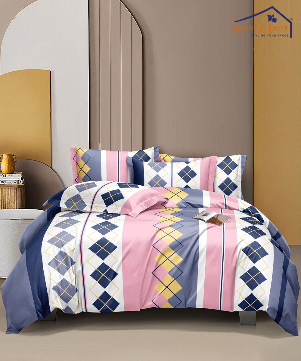 Brown Printed Single Fitted Bedsheet With 1 Pillow Cover