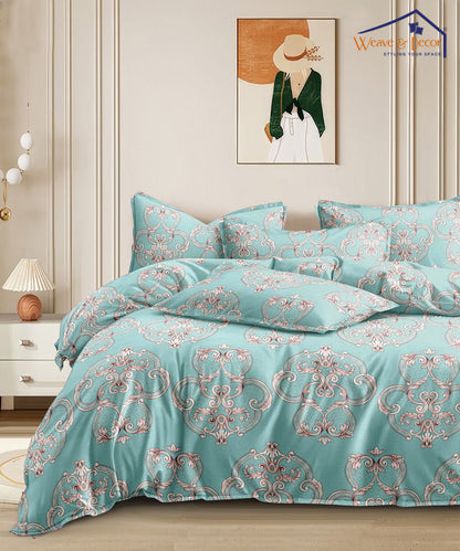 Brown Printed King Fitted Bedsheet With 2 Pillow Covers