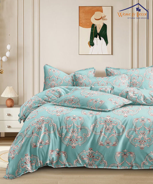 Brown Printed Super King Fitted Bedsheet With 2 Pillow Covers