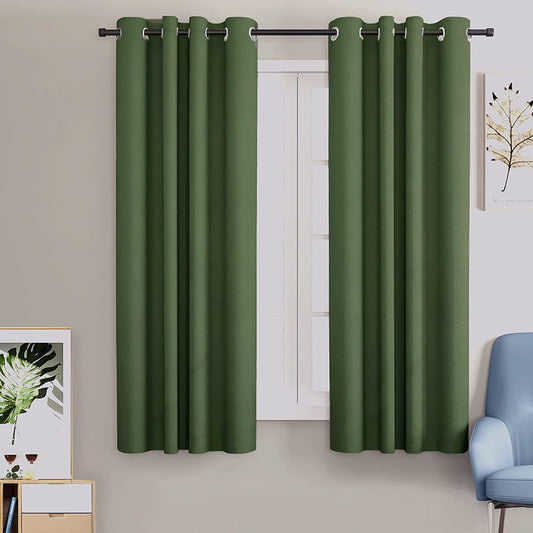 Blackout Curtain (Width- 4 Feet- Dark Green) Pack of 2 Piece