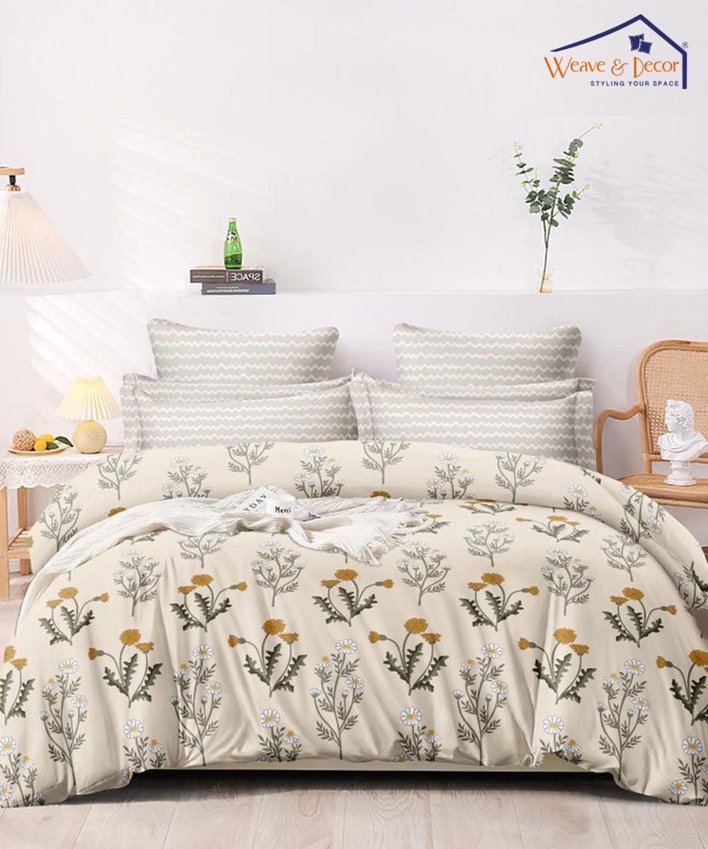 Pretty Floral King Size Bedsheet With 2 Pillow Covers