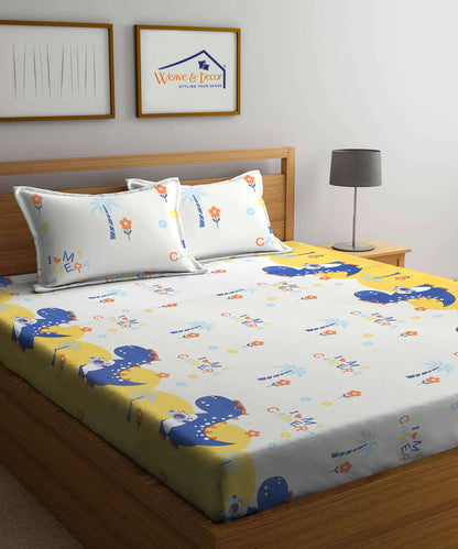 Cute Kids King Size Bedsheet with 2 Pillow Covers