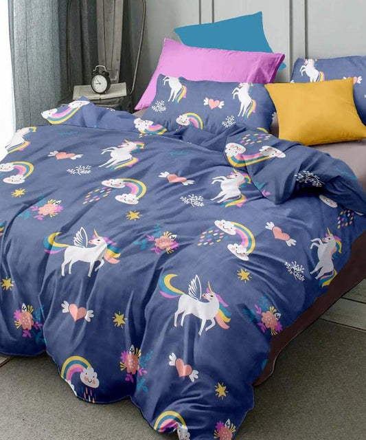 Unicorn Sky Kids Single Bedsheet With 1 Pillow Cover