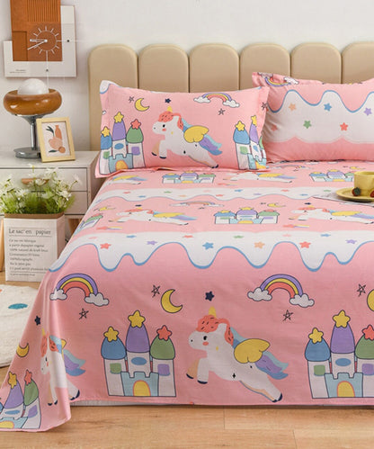 Unicorn Wonder Land Single Bedsheet With 1 Pillow Cover