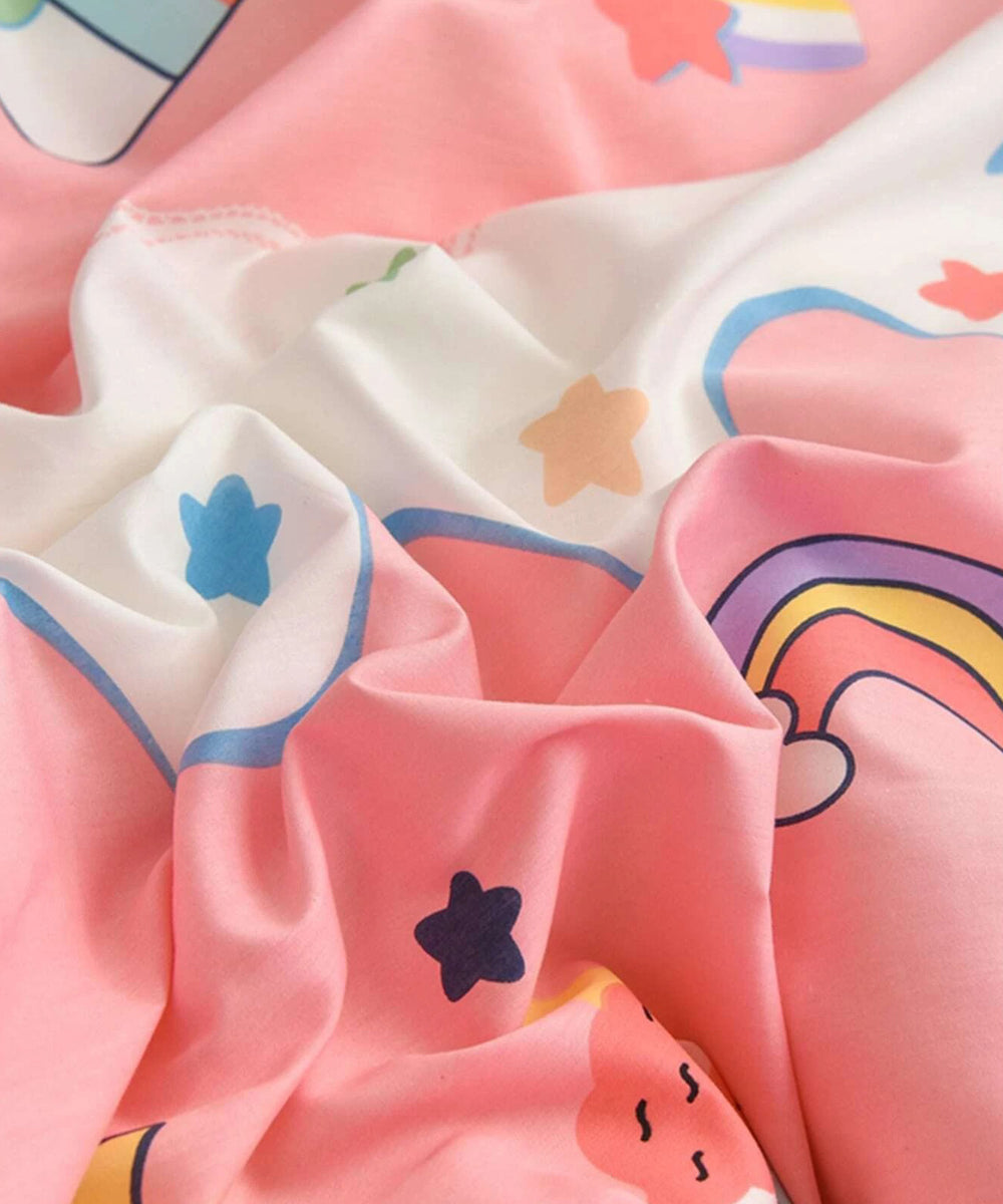 Unicorn Wonder Land Single Fitted Bedsheet With 1 Pillow Cover